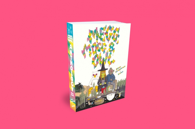 Couverture de la première anthologie des aventures de Megg, Mogg and Owl, de Simon Hanselmann chez Misma